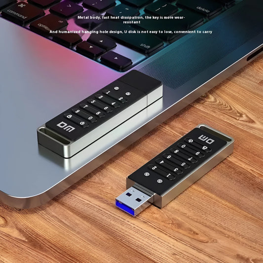 64GB metal USB 3.0 flash drive with fingerprint scanner and encryption button