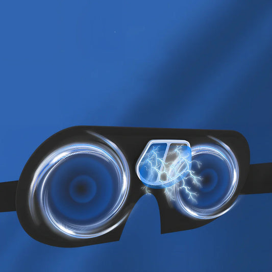 Black smart eye massager with micro-current technology and USB charging cable