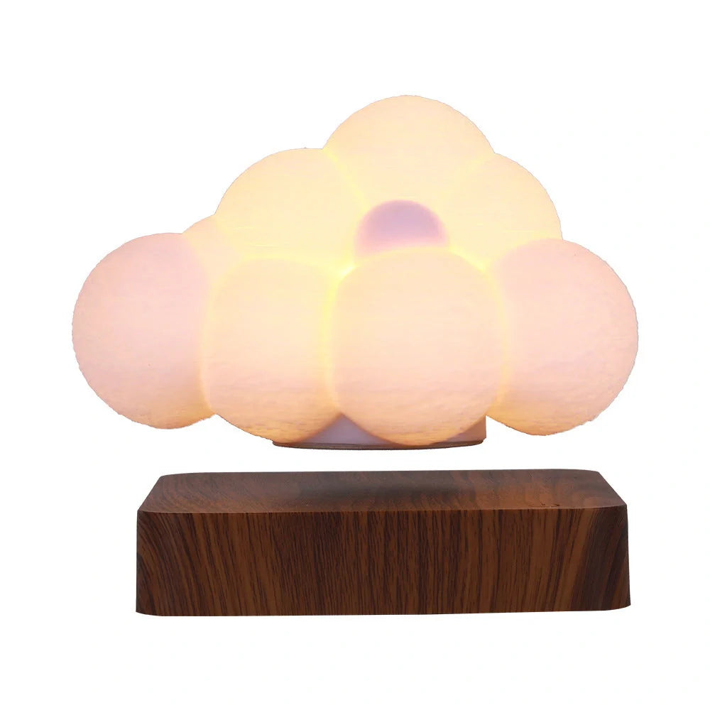 Magnetic Levitation Cloud Lamp with 3D-printed cloud design floating above base