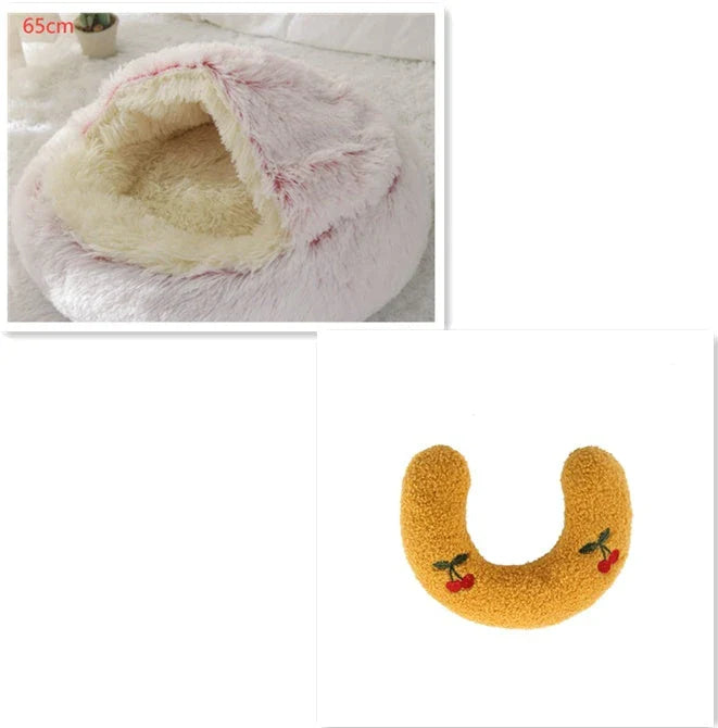 Cozy pet bed with plush and warm fabric for cats and dogs