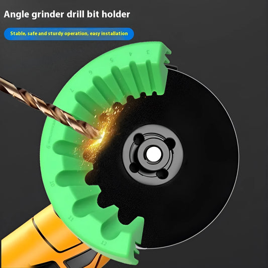 Angle grinder grinding bit bracket holder in yellow, green, and black colours for 3-12mm accessories