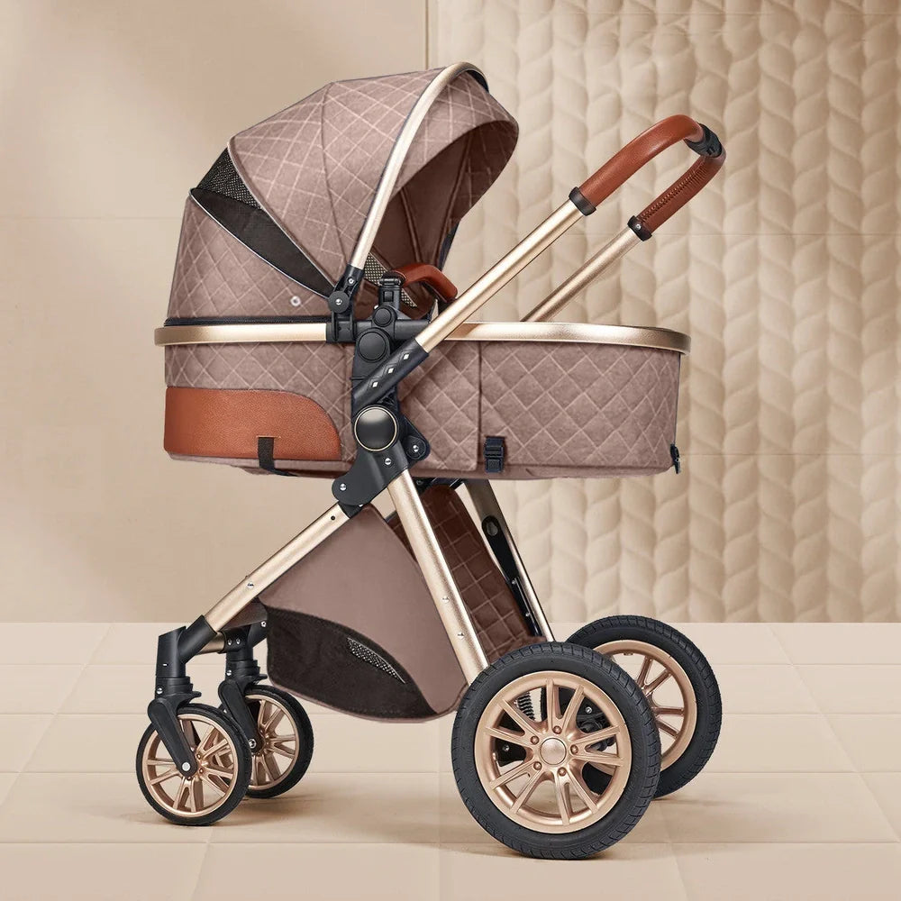 Lightweight folding baby stroller in black tube grey with shock absorbers, 32x60x71cm folded, for 0-3 years newborns