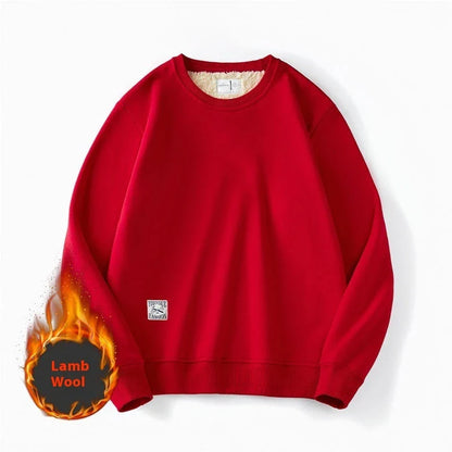 Cozy fleece pullover in a variety of classic colors, featuring a warm and soft fabric blend, stylish round neck design, and comfortable long sleeves.