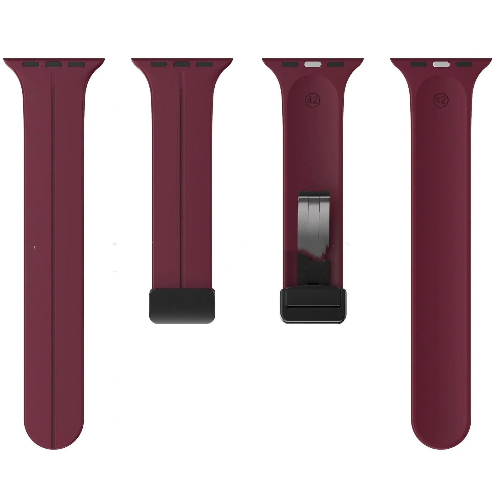 Magnetic silicone watch strap with folding buckle in multiple colours and sizes