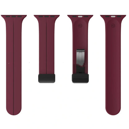 Magnetic silicone watch strap with folding buckle in multiple colours and sizes