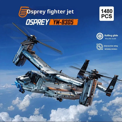 Osprey large transport helicopter plastic building block toy in colour box for ages 7 to 14