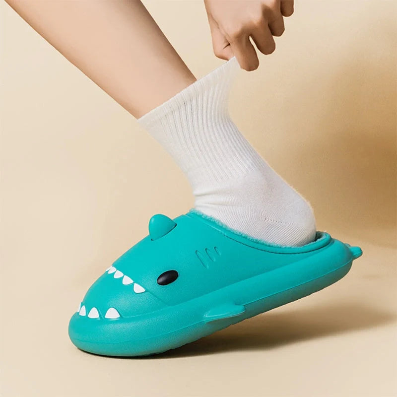 Cartoon Shark EVA Home Slippers in various colors with waterproof soft bottom