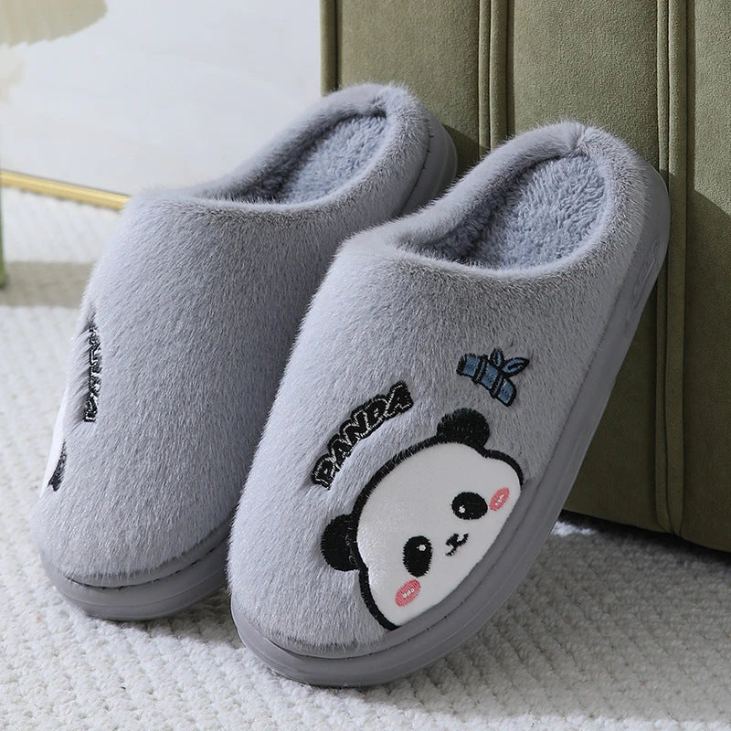 Cozy Panda Slippers with thick, slip-resistant sole and plush interior for winter comfort and style