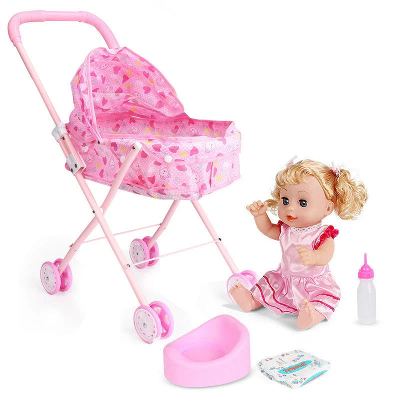Princess Xiaoli doll trolley toy with character sets in rainbow car, strawberry car, and love car designs