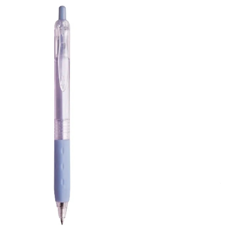 Bullet gel pen with 0.5mm tip, black ink and plastic barrel, shown in blue, green, grey, pink and yellow pen colours