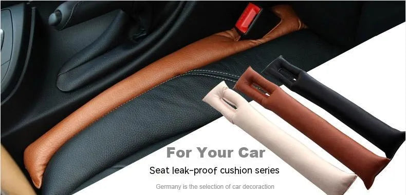 PU leather car seat gap strip in black colour showing adhesive backing and flexible construction