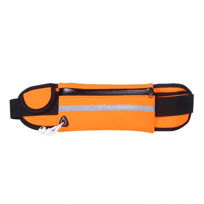 Slim nylon fitness waist bag with zippered pocket in various colors for running and gym