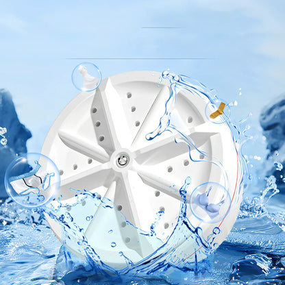 White portable turbine washing machine with USB power connection for dormitory use