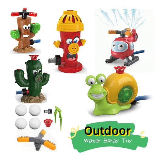 Colorful outdoor water sprinkler toy with cactus-shaped design for kids to enjoy in the backyard