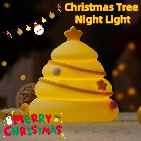 USB Rechargeable Christmas Tree Silicone Night Light with warm glow for eye protection