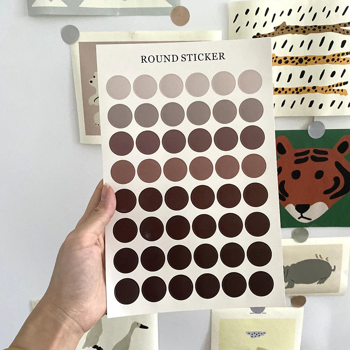 Sheet of 48 round Morandi colour polka dot stickers for marking planner pages.
