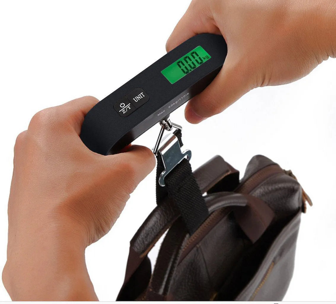 T-shaped electronic luggage scale, 16cm x 3cm, black or blue, wild LCD screen with background light