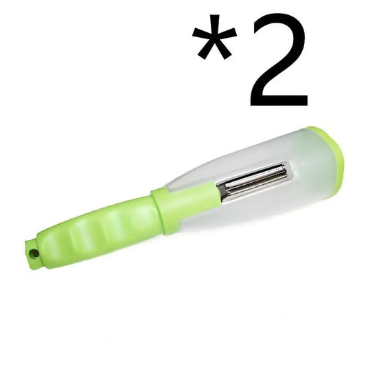 Grass green vegetable peeling knife with 20cm stainless steel blade and storage compartment