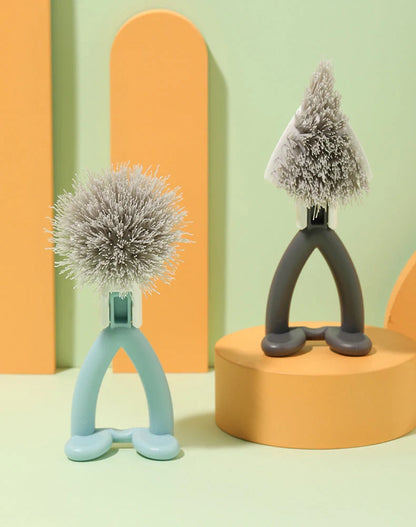 Vertical pot brush with durable bristles for non-stick cookware, available in black and white
