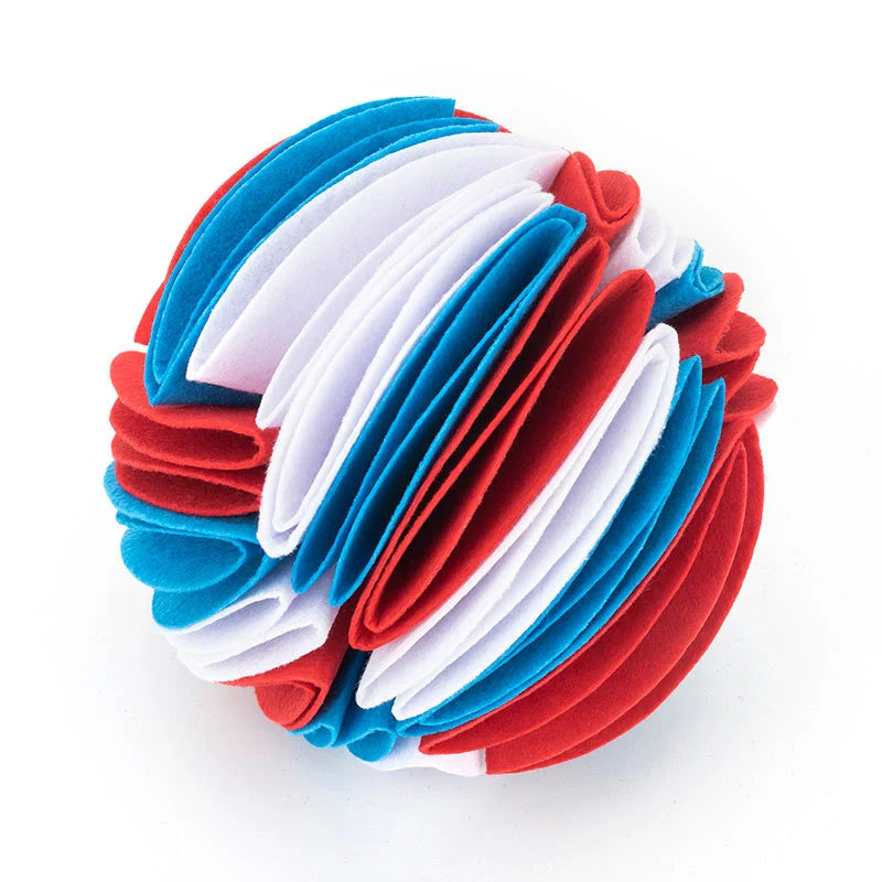 Foldable Dog Snuffle Ball Training Toy in various colors and sizes