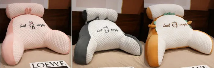 Reading lumbar support cushion in 60x40cm and 70x50cm sizes with embroidery design