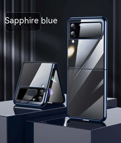 Hard PC back cover phone case for Samsung Z Flip 3 and Z Flip 4 with electroplated transparent finish