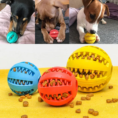 Natural silica gel dog ball toy in blue, green and red, 5cm and 7cm slow feeder treat dispenser