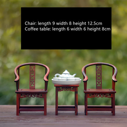 Red rosewood miniature Chinese furniture model with traditional carved details and mahogany construction