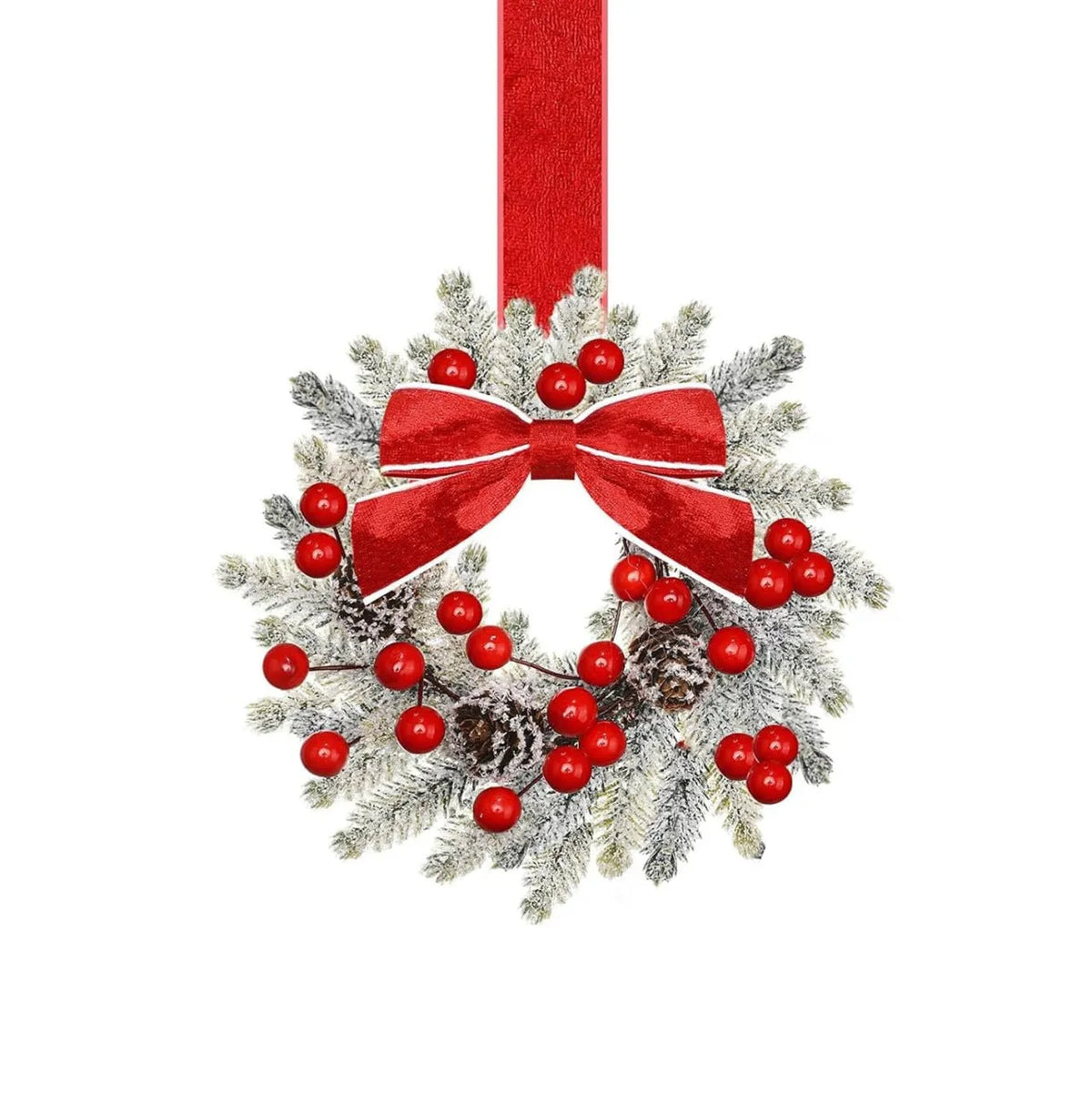 Handmade plastic Christmas garland with bowknot ribbon design, available in seven colour and motif options
