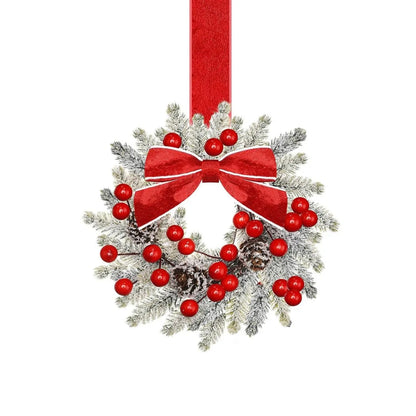 Handmade plastic Christmas garland with bowknot ribbon design, available in seven colour and motif options