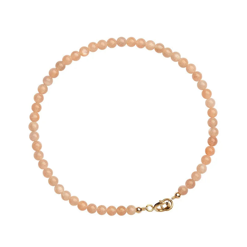 Ultra-thin 3mm Sunstone crystal bracelet showing natural beads and sizing options