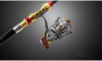 Carbon fiber telescopic spinning fishing rod for sea fishing with metal handle