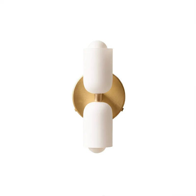 Cream base double head wall lamp with white glass shade and iron body, 220V wall light