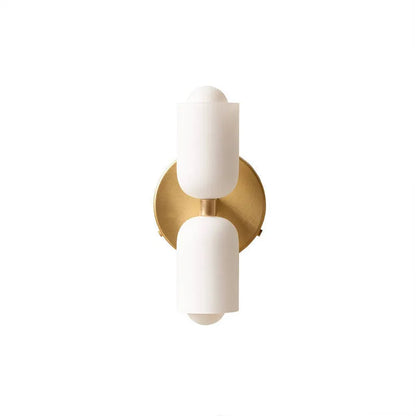 Cream base double head wall lamp with white glass shade and iron body, 220V wall light