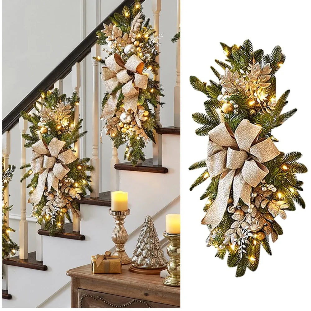 Christmas door hanging decoration measuring 50cm with plastic construction and luminous ornament options