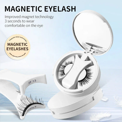 Magnetic false eyelashes with integrated storage case, providing a glue-free, natural-looking makeup accessory