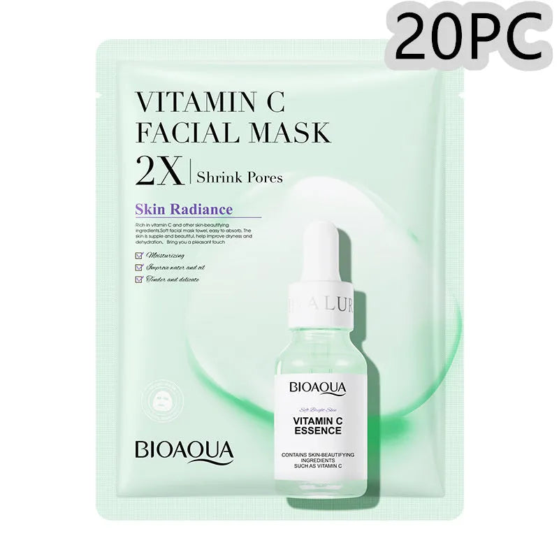 Collagen and hyaluronic acid facial sheet mask set with four variant packages showing 30g gel masks