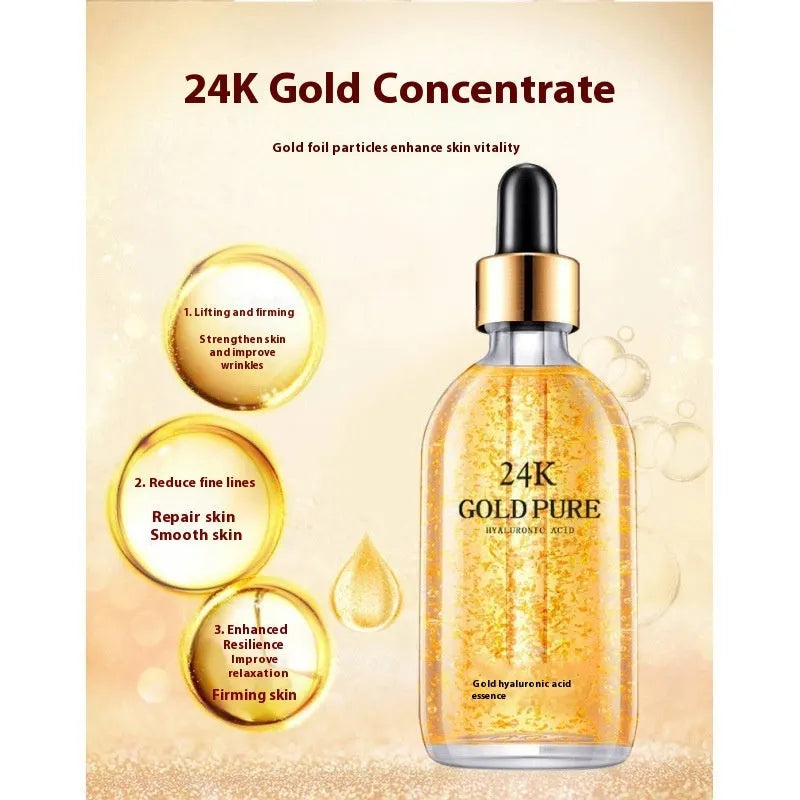 24K facial essence bottle with hyaluronic acid, ginseng and nicotinamide for neutral and combination skin