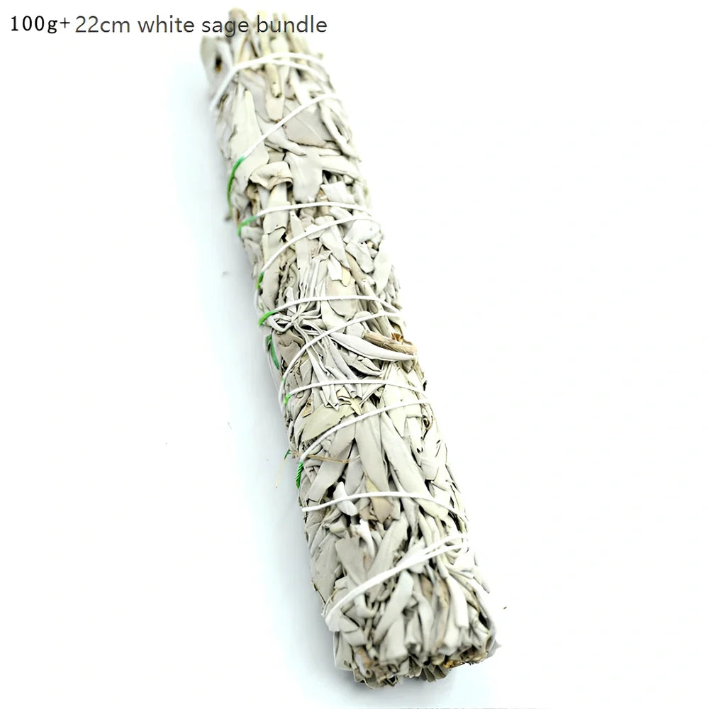 18cm white sage pure leaf bundle, 70g weight, for 2-hour space purification and crystal cleansing
