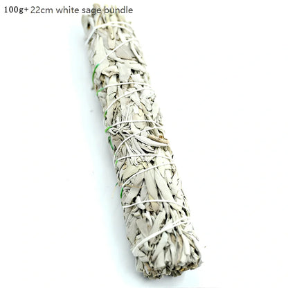18cm white sage pure leaf bundle, 70g weight, for 2-hour space purification and crystal cleansing