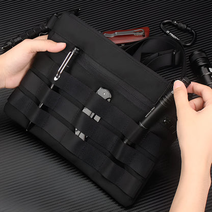 Black Oxford cloth portable outdoor kit showing compact 18cm size and durable construction