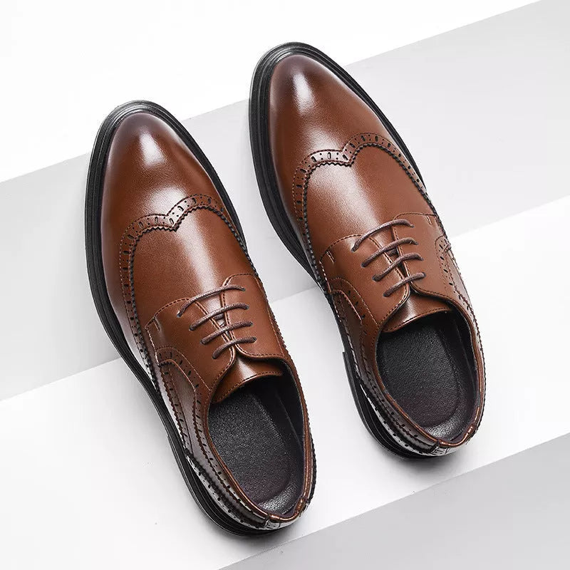 British pointed leather shoes for men in black and brown