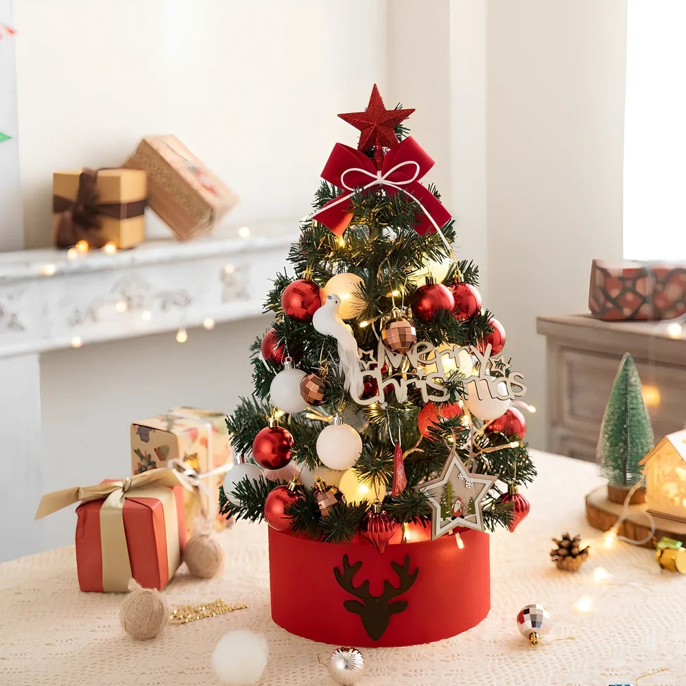 Red and white desktop Christmas tree decoration in 45cm and 60cm sizes for office and home use
