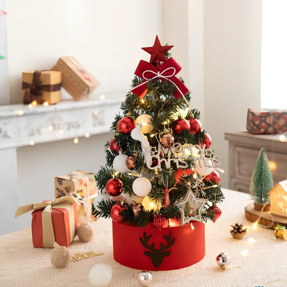 Red and white desktop Christmas tree decoration in 45cm and 60cm sizes for office and home use