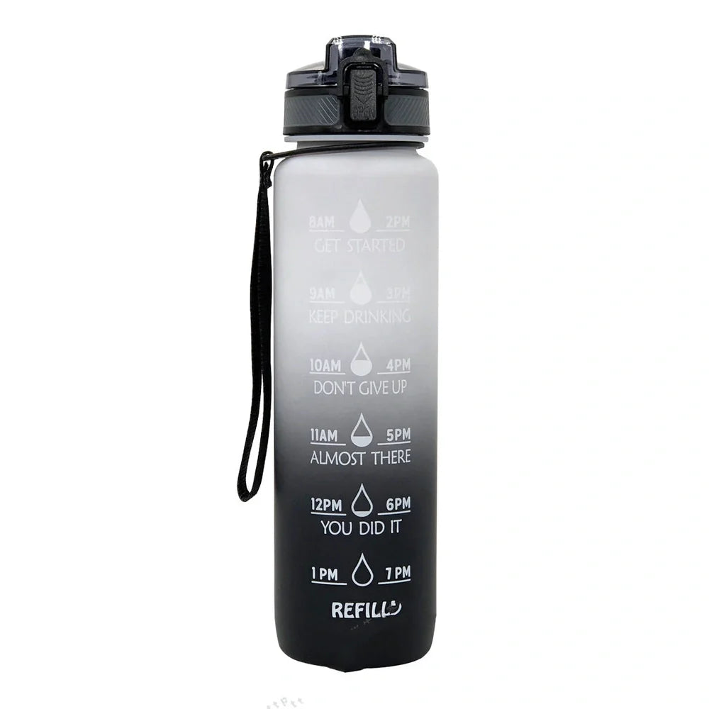 1000ml gradient sports water bottle with 29.5cm height and food-grade plastic construction