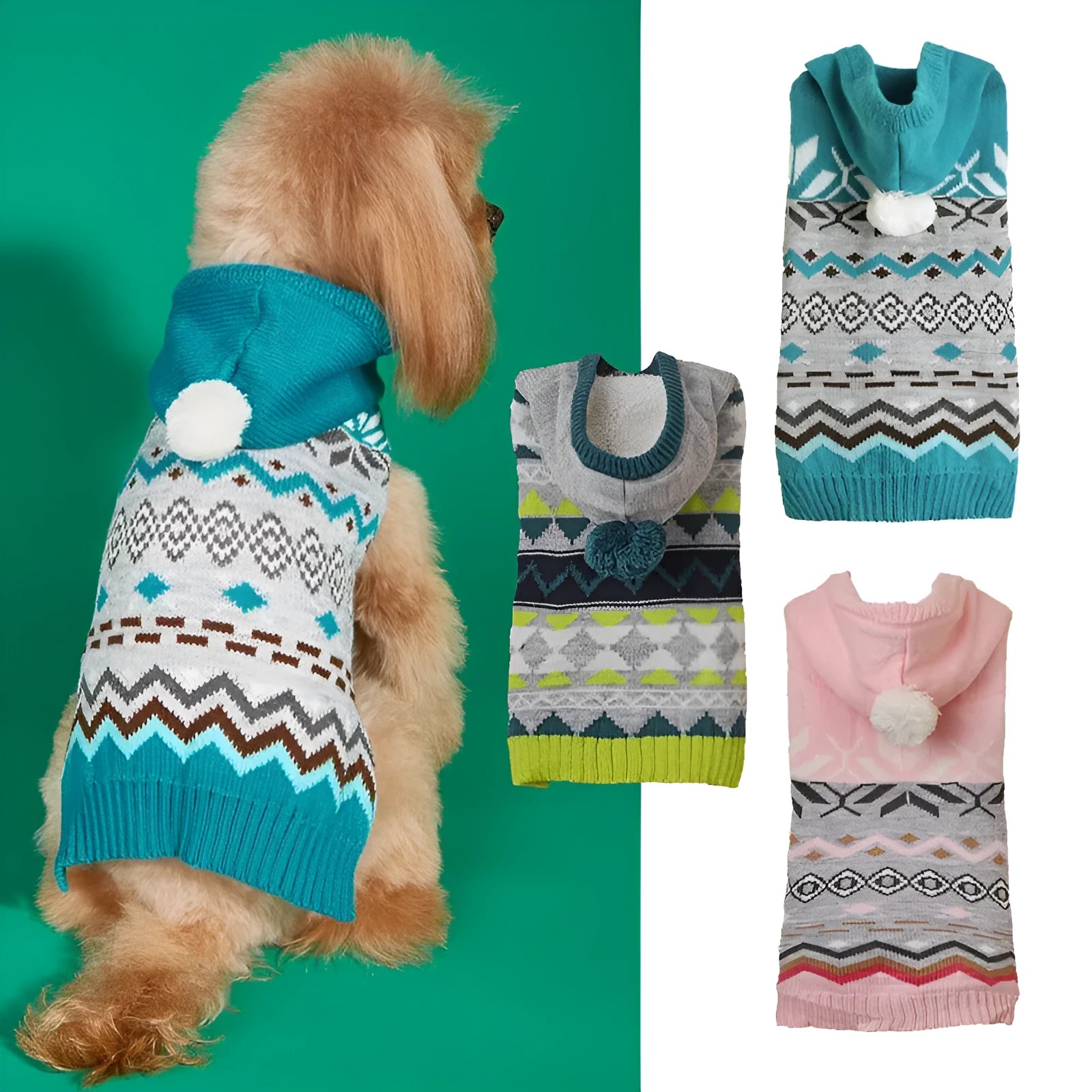 Classic diamond pattern pet sweater for dogs and cats in acrylic knit