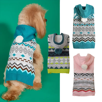 Classic diamond pattern pet sweater for dogs and cats in acrylic knit