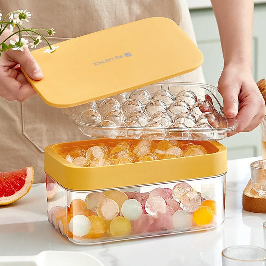 Silicone ball ice hockey mould producing spherical ice cubes, shown in Qingbo blue colour with modern minimalist design