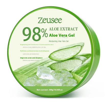 300g jar of aloe vera gel with measuring spoon for acne control and moisturising