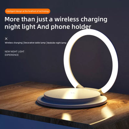 2-in-1 Wireless Charging LED Night Light in white with USB connection